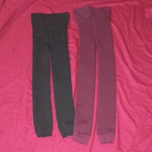 Wander Hottotties Woman's Black and Maroon Leggings S Fleece Lined Warm Soft